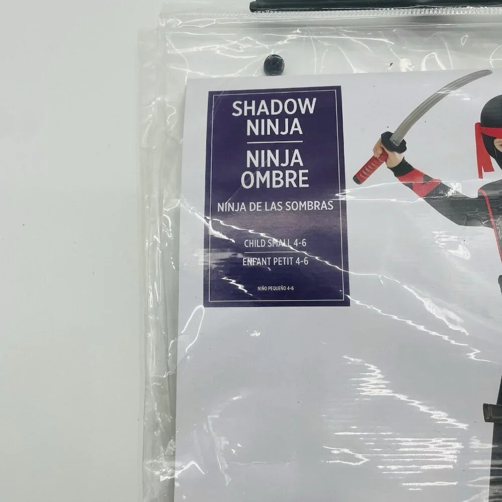 Shadow Ninja Youth Boys Size Small 4-6 Halloween Dress Up Costume in Black